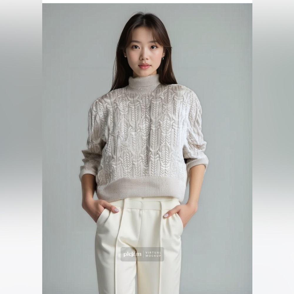Zara Wool blend Chunky Cable Knit Turtleneck Sweater Women’s Size Small